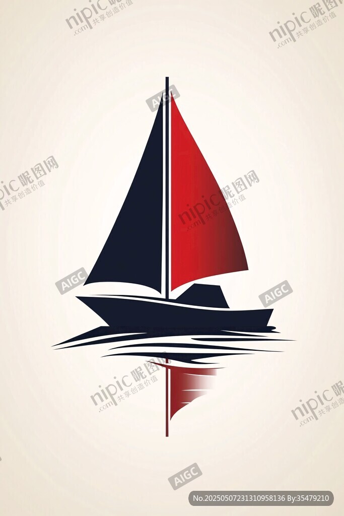 揚(yáng)帆起航的簡(jiǎn)約帆船圖標(biāo)