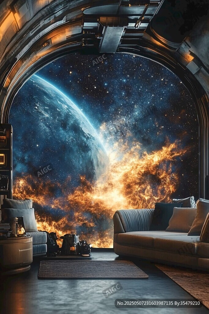 科幻風太空景觀室內場景