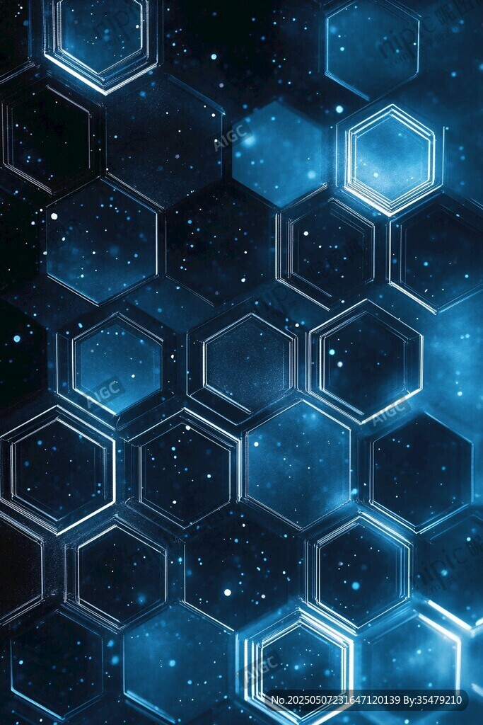 科技感六邊形藍色星空背景