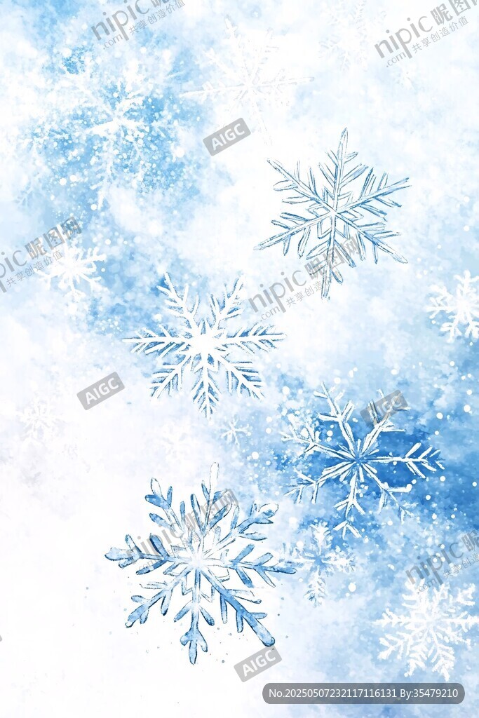 夢幻藍色雪花背景圖