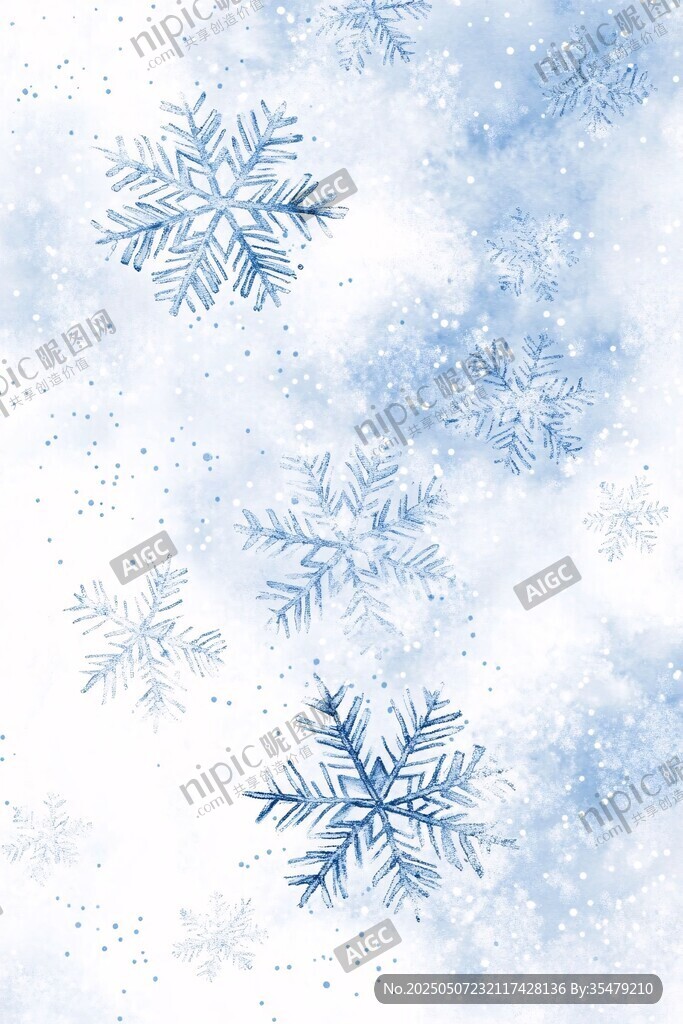 夢幻藍(lán)雪花背景圖