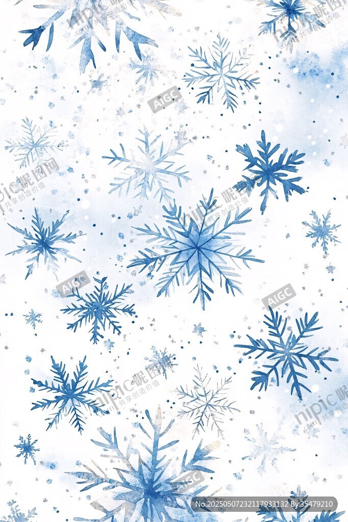 夢(mèng)幻藍(lán)雪花圖案背景