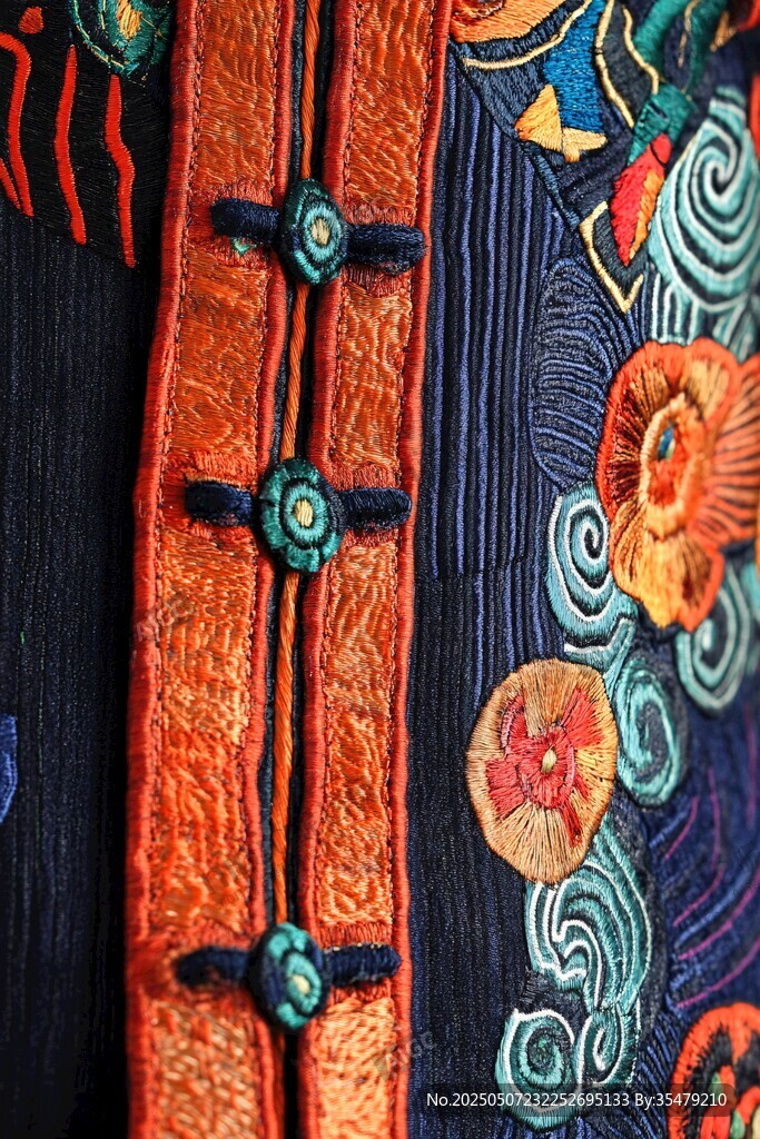 中式傳統(tǒng)服飾精美盤扣刺繡