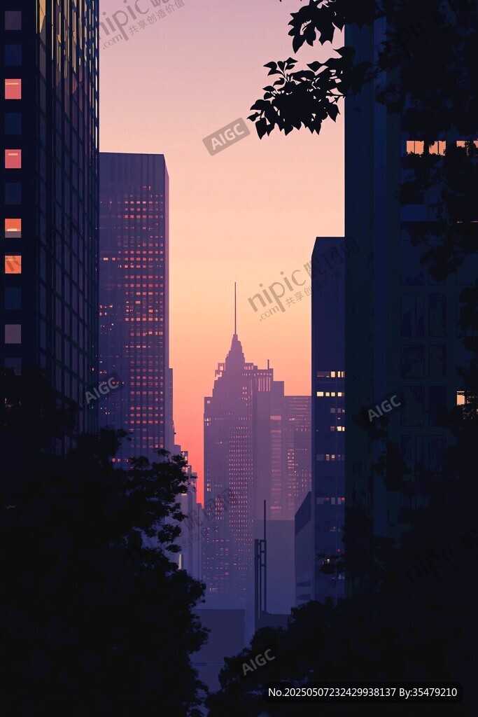 黃昏下的都市天際線