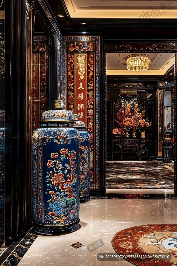 中式奢華玄關(guān)的典雅景致