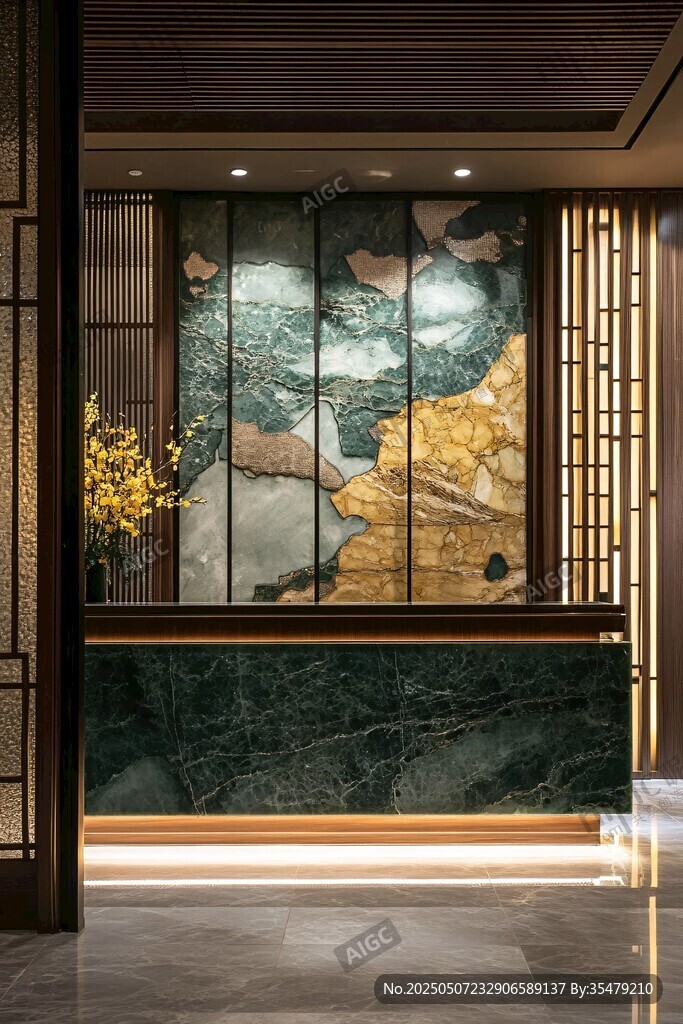 中式奢華大廳接待處景觀