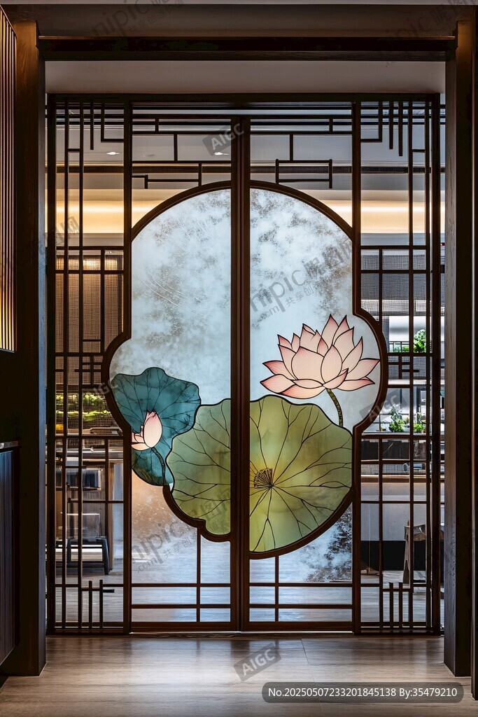 中式荷花屏风隔断美韵 中式荷花屏风隔断美韵