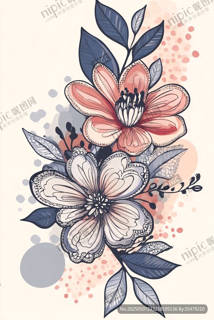 手繪花卉插畫 清新柔美風格