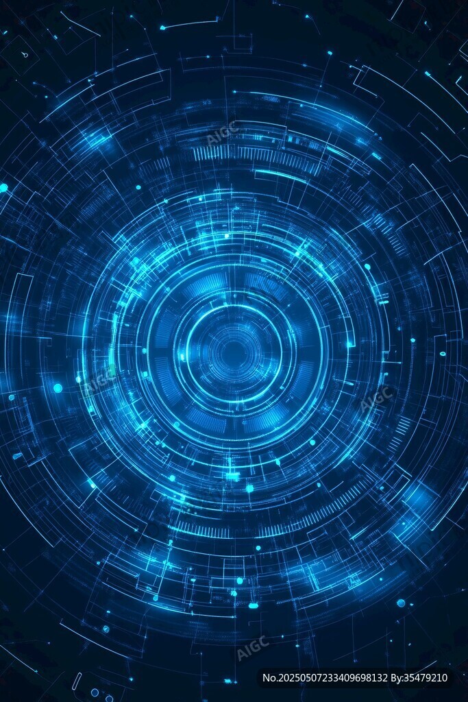 科技感藍色數字光環背景