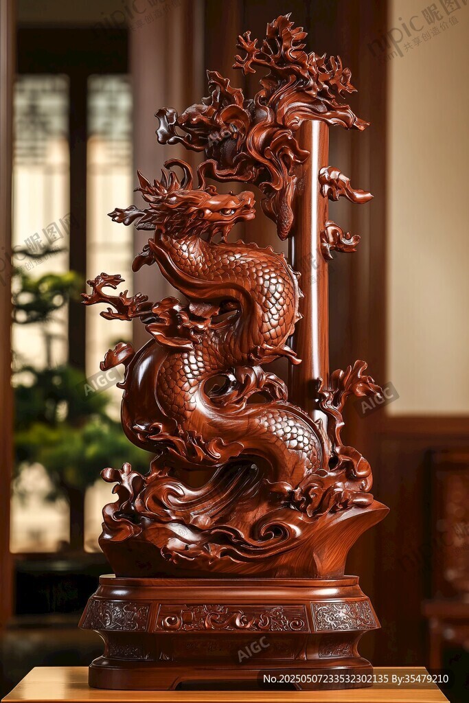 紅木雕龍擺件 工藝精湛