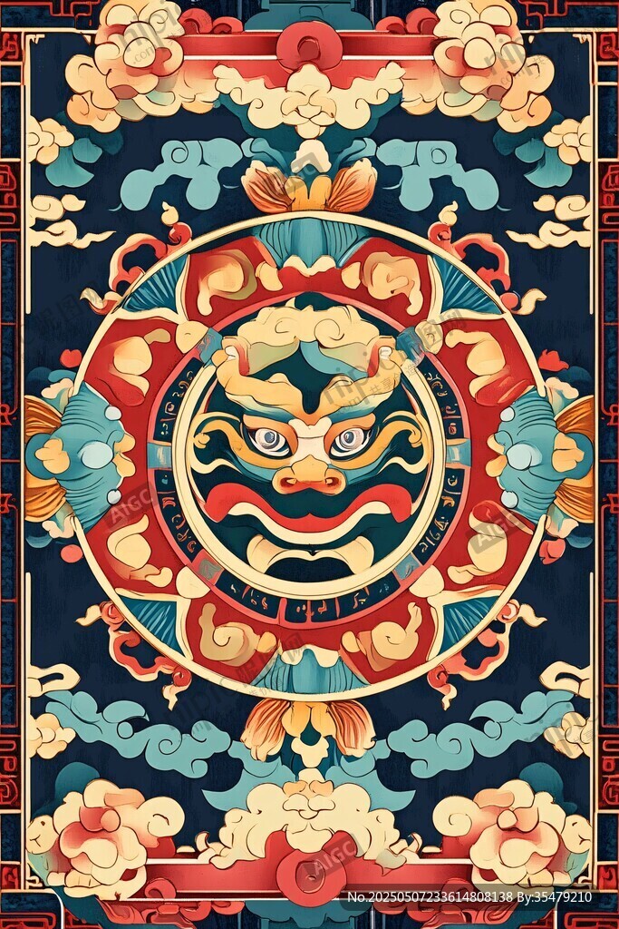 中式傳統(tǒng)獸面紋精美圖案