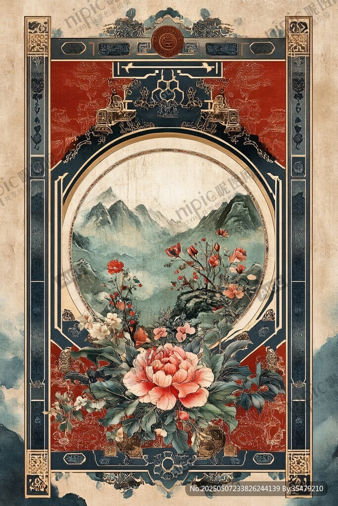 中式國風山水花卉裝飾畫