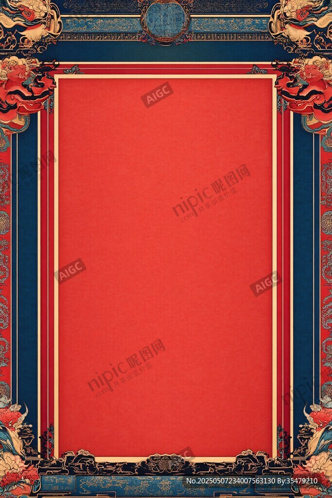中式古典邊框紅色背景圖