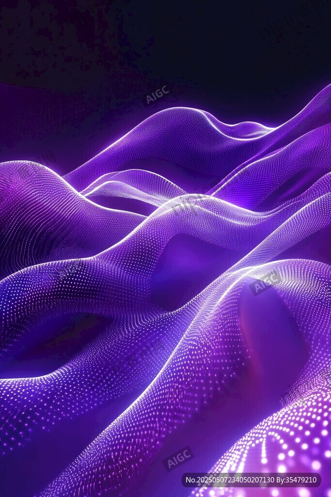 夢幻紫色波浪科技背景圖