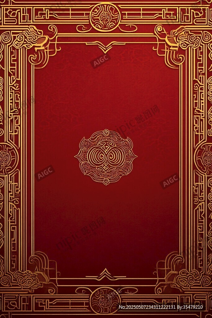 中式紅金古典花紋背景圖