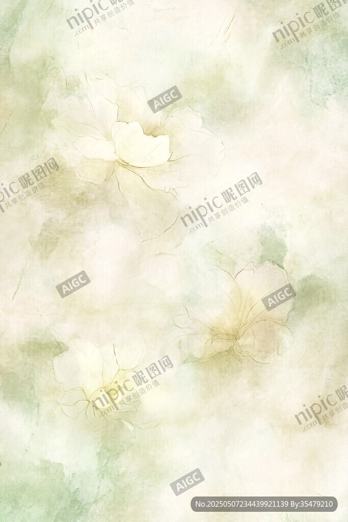 淡雅朦朧花卉水彩背景圖
