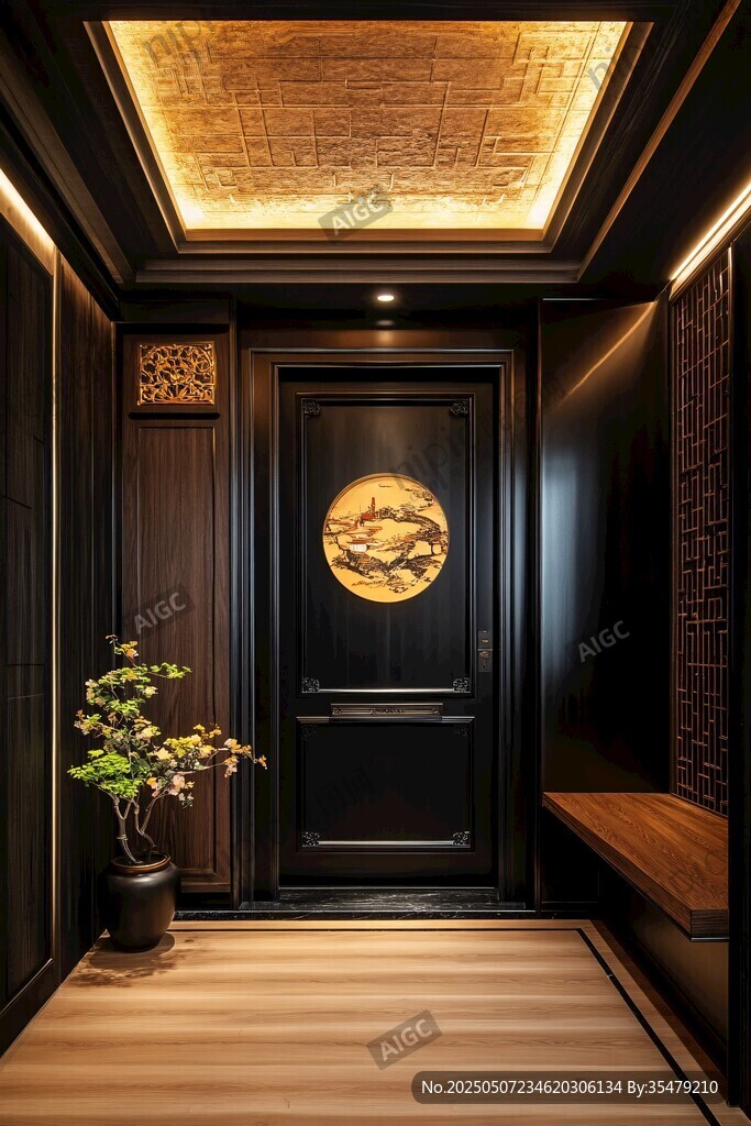 中式典雅入戶玄關(guān)設(shè)計(jì)