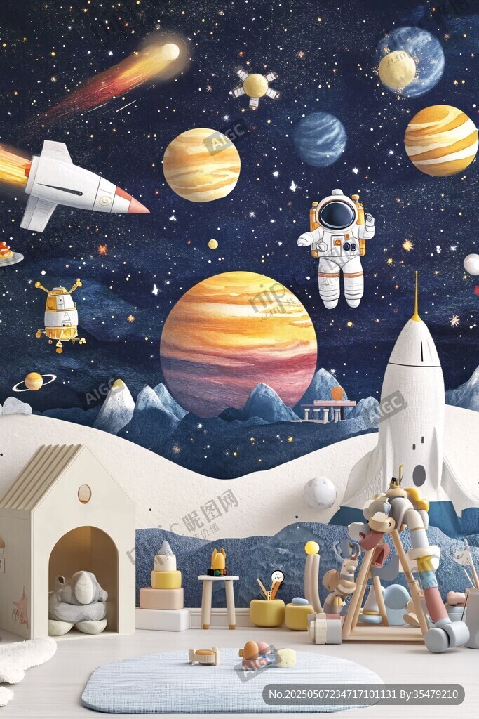夢幻太空主題兒童房裝飾