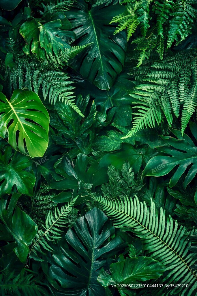 熱帶綠植背景 清新自然風