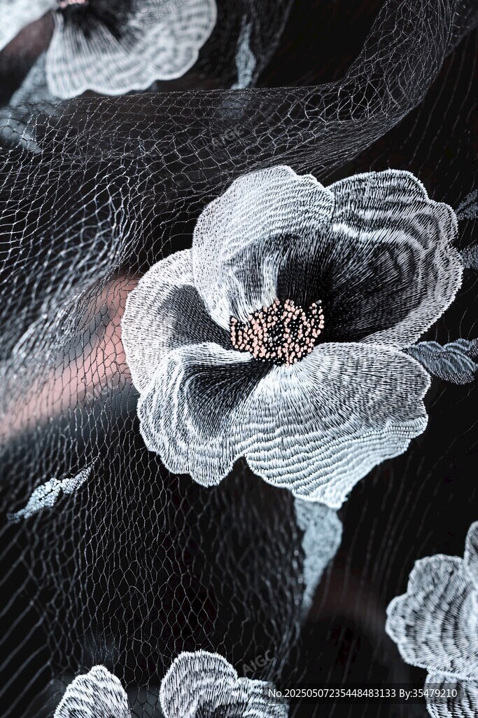 精致刺繡花朵網紗面料