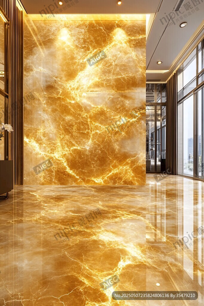 奢華金色大理石大廳墻面