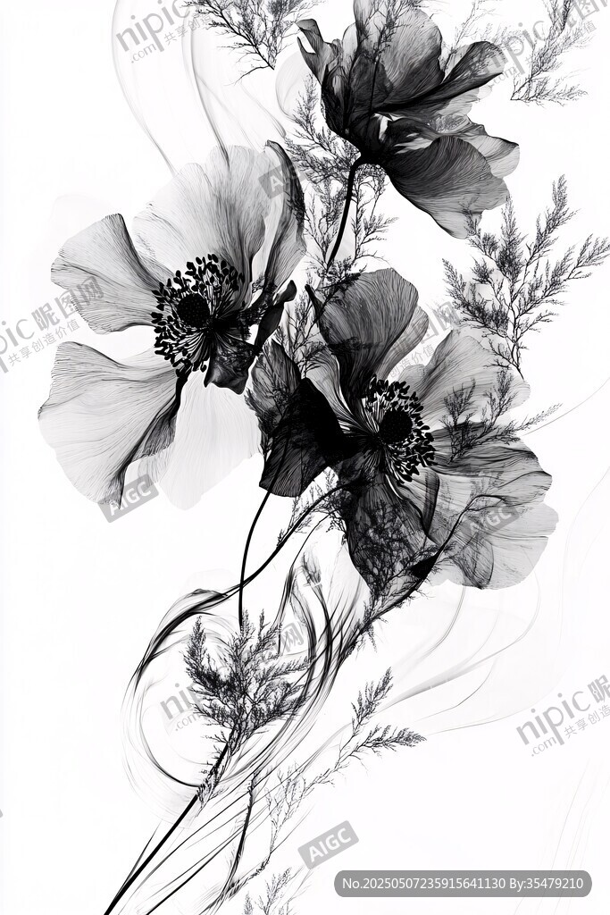 黑白花卉藝術影像