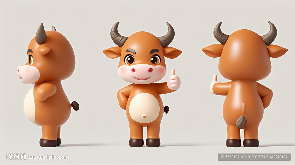 可愛小牛3D模型展示