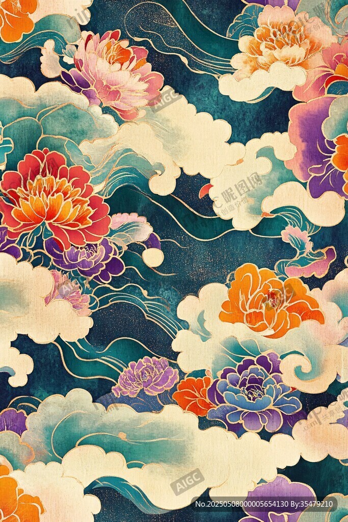 中式繁花云海傳統(tǒng)圖案