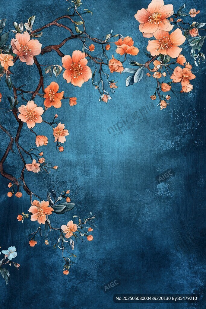 藍(lán)底繁花圖