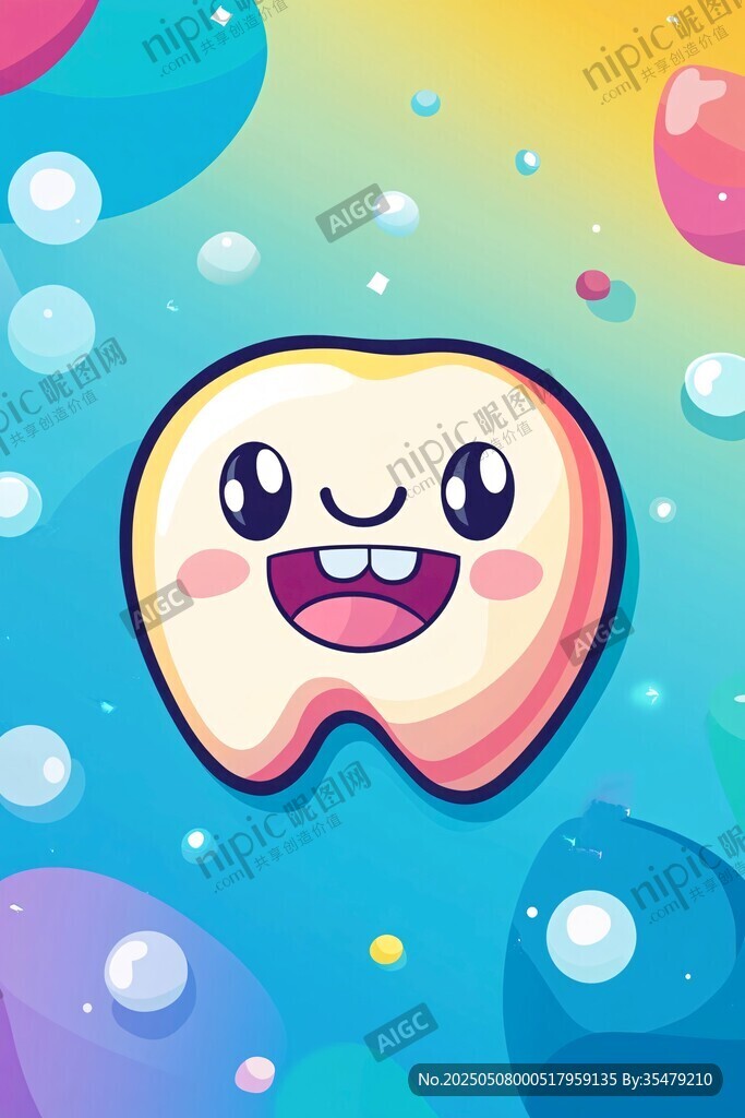 可愛(ài)牙齒卡通形象插畫