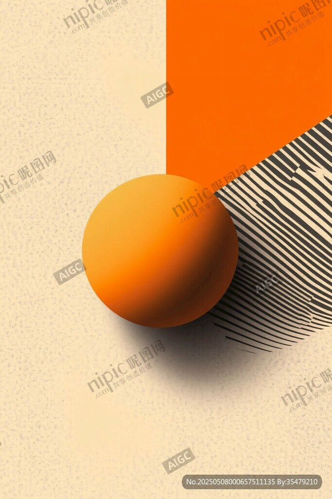 橙色圓球與幾何背景畫面