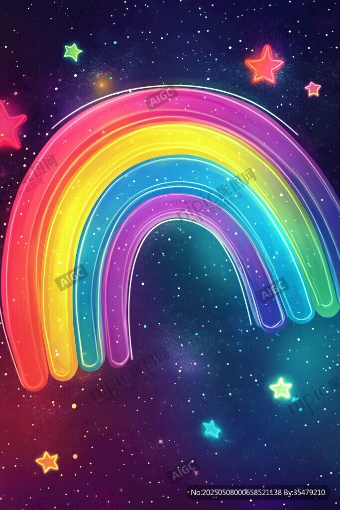 夢(mèng)幻彩虹閃耀星空