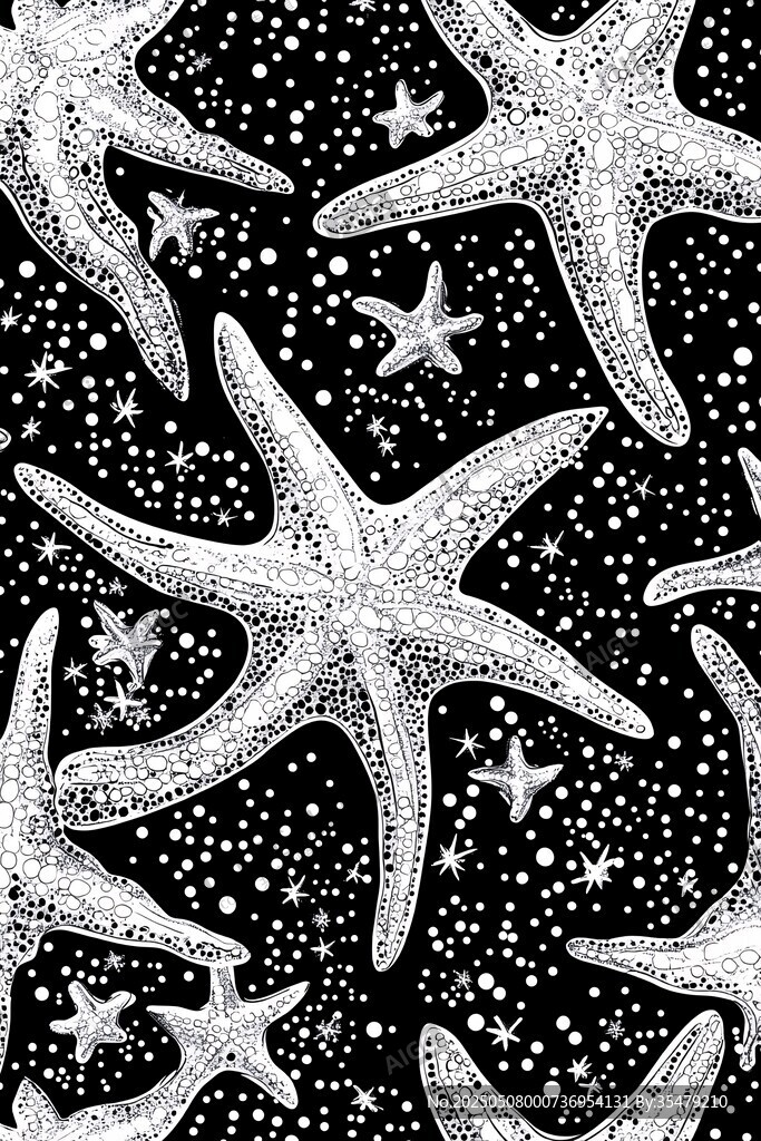 黑白海星夢幻圖案背景