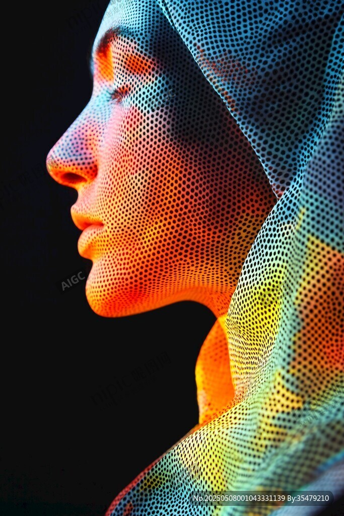 科技感3D渲染人像藝術