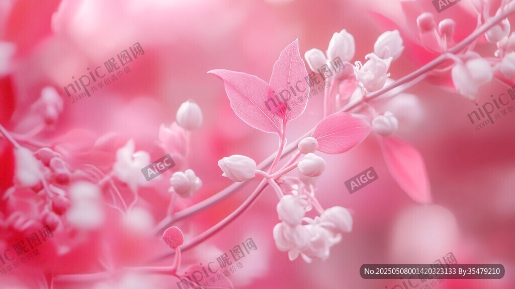 夢幻粉色花枝