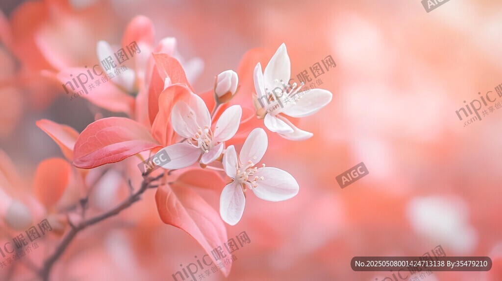 春日粉嫩花朵特寫
