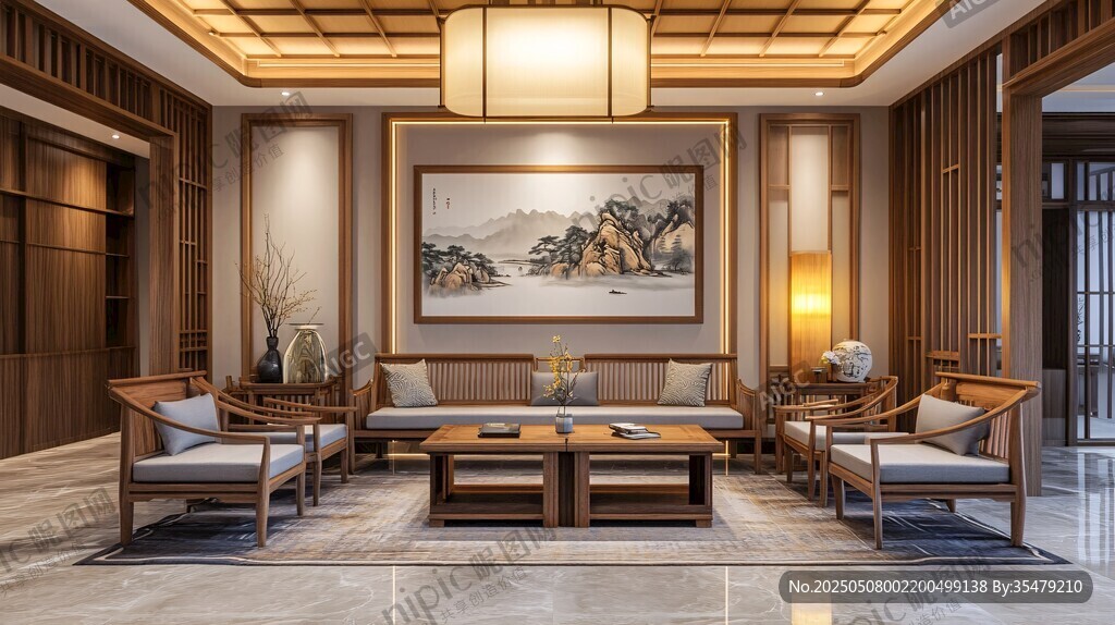 中式典雅客廳室內(nèi)設(shè)計(jì)圖