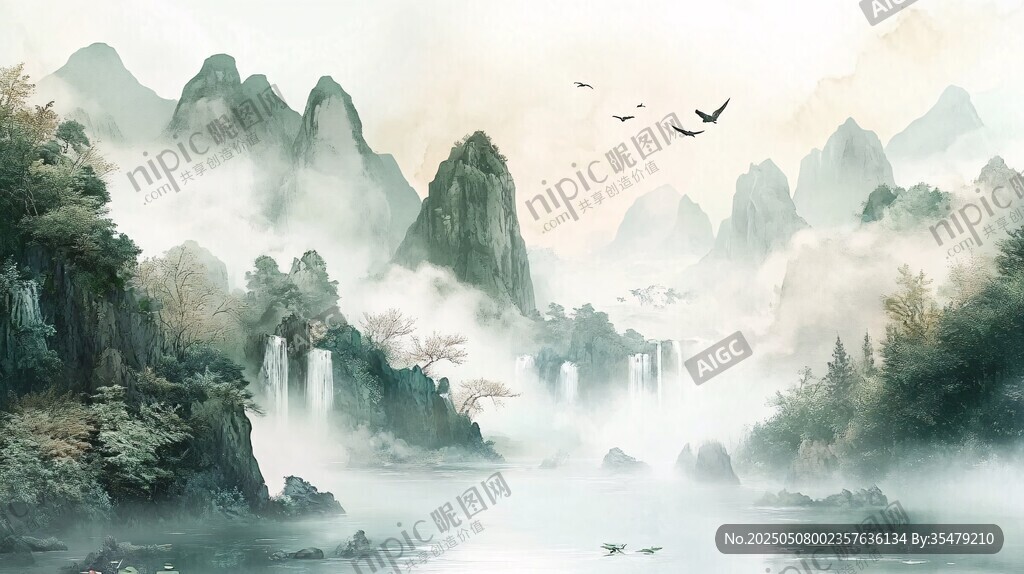 水墨山水間的詩意自然景觀