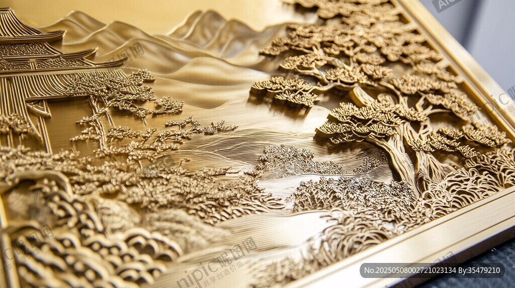 金色山水浮雕藝術(shù)工藝品
