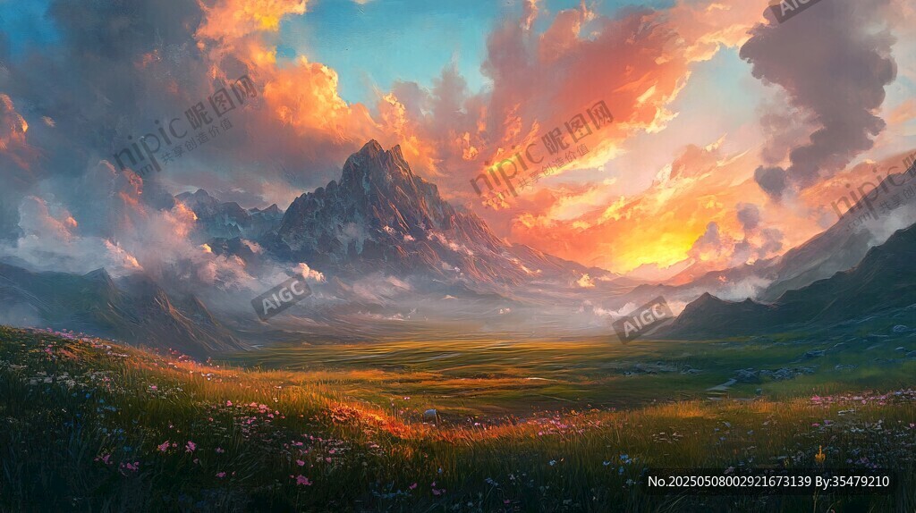 壯麗山間日暮美景