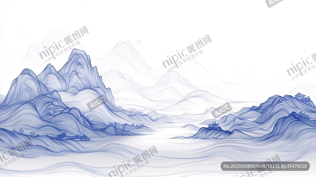 水墨寫意山川圖