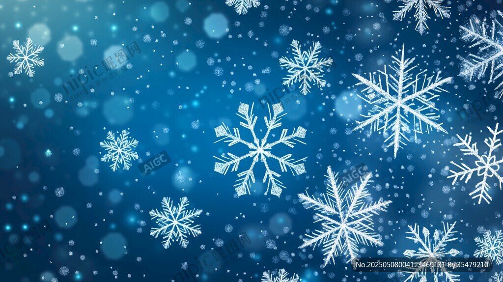 夢幻藍(lán)色雪花背景圖