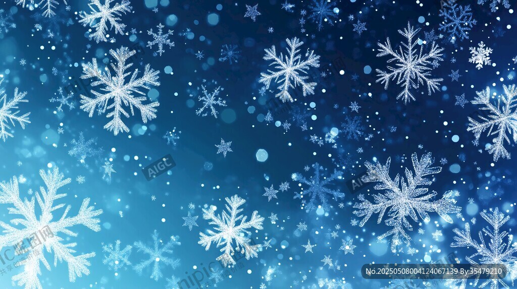 夢幻藍色雪花背景圖