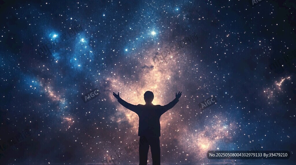 擁抱浩瀚星空的孤獨(dú)身影