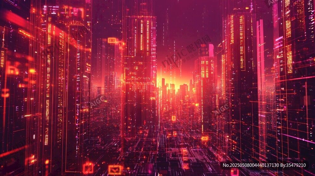 賽博朋克風霓虹都市夜景