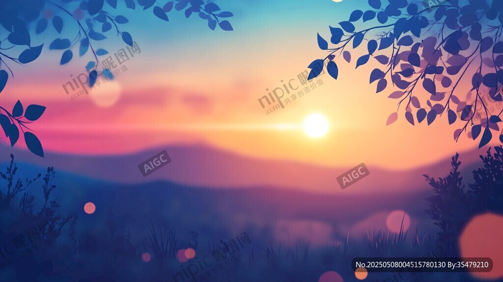 夢幻黃昏山林美景