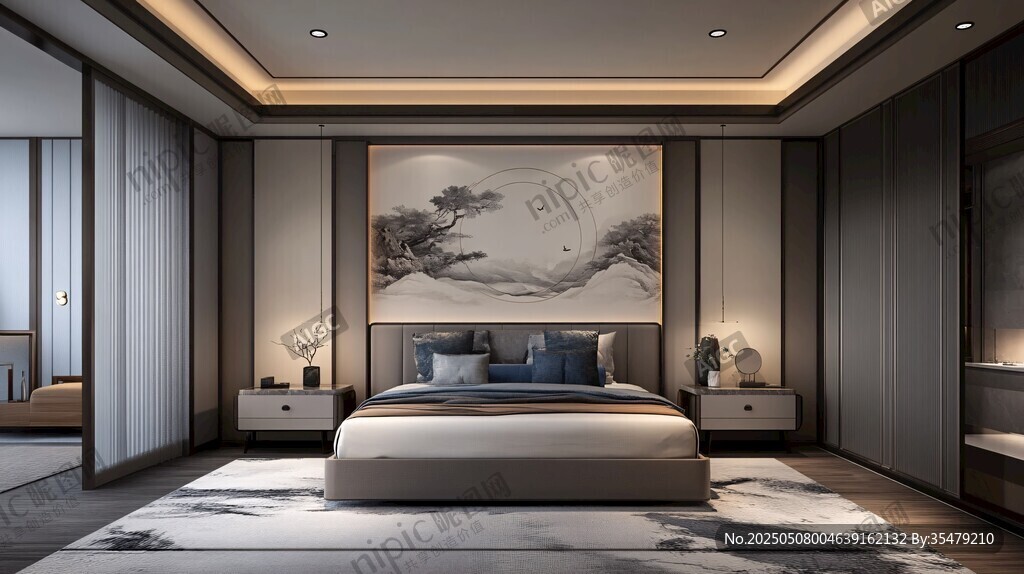 現(xiàn)代中式風優(yōu)雅臥室空間