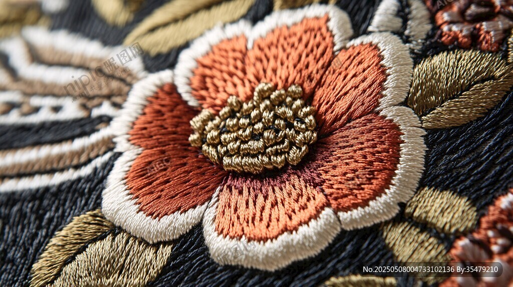 精美刺繡花朵細(xì)節(jié)展示