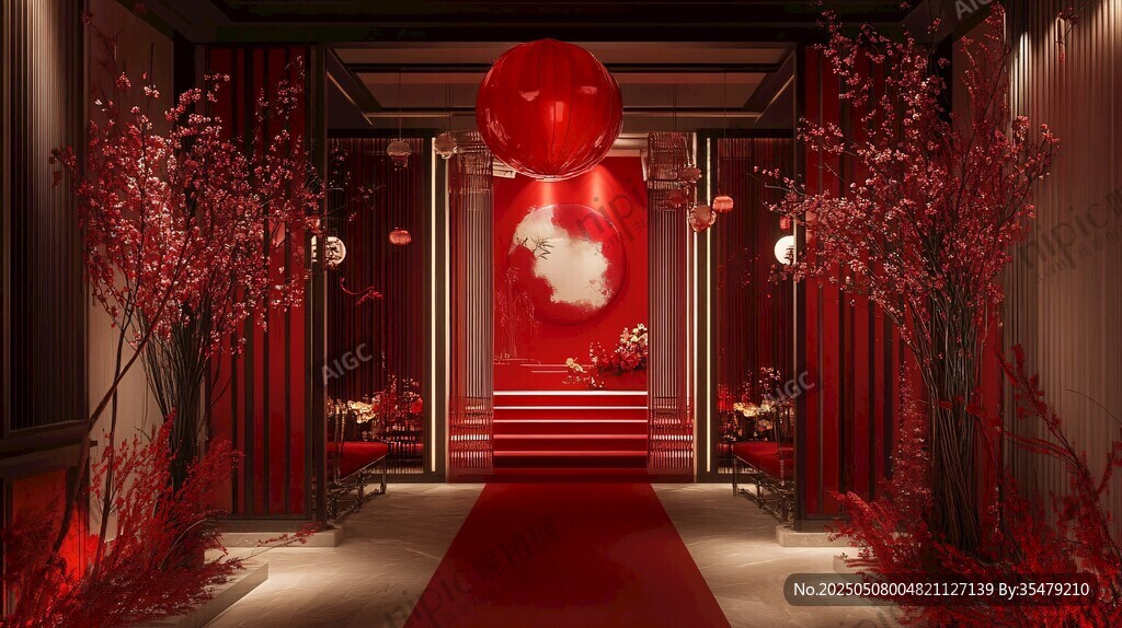 中式婚禮紅主題浪漫場(chǎng)景