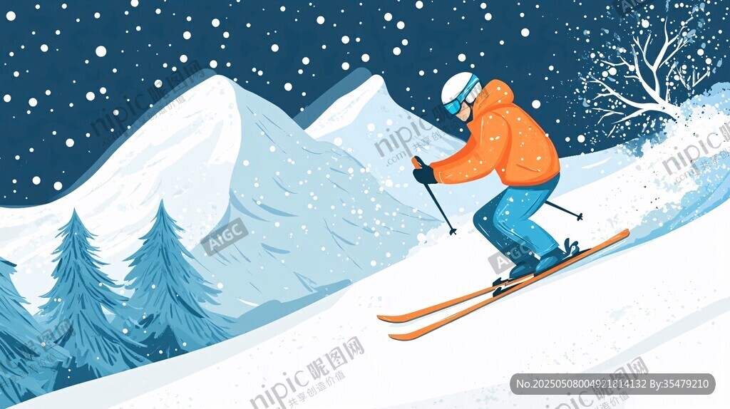 滑雪者在雪山間暢快滑行
